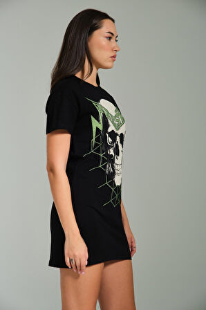 T-shirt Kısa Elbise GREEN MAGIC SKULL
