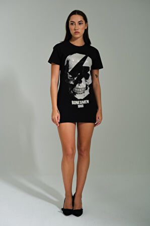 T-Shirt Kısa Elbise "Parlayan Kurukafa"