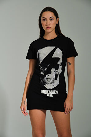 T-Shirt Kısa Elbise "Parlayan Kurukafa"