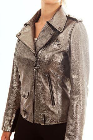 Deri Ceket Biker METAL BONES