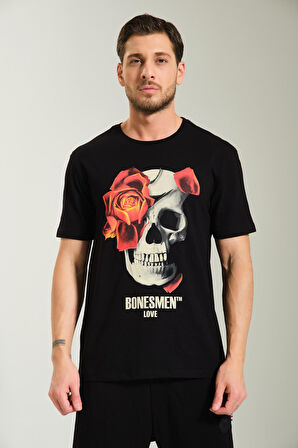 Yuvarlak Yaka T-shirt "LOVE SKULL"