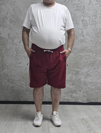 BLACK STEEL-2245-BATTAL BEDEN ŞERİTLİ ŞORT