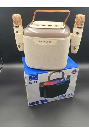 Blueseed BS-601 Bluetooth Taşınabilir Hoparlör 13W Karaoke Mikrofonlu Beyaz RGB Işıklı
