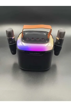 Blueseed BS-601 Taşınabilir Bluetooth Hoparlör ve Çift Kablosuz Karaoke Mikrofonu Siyah