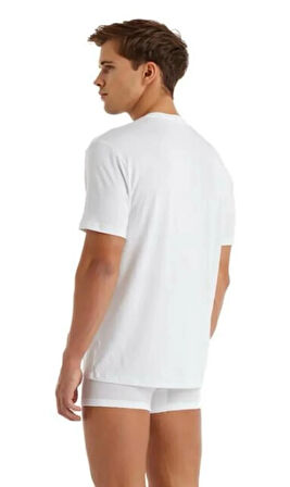 BLACKSPADE Erkek Tekli Modal V Yaka Kısa Kol Silver T-shirt  9308-BS  BEYAZ