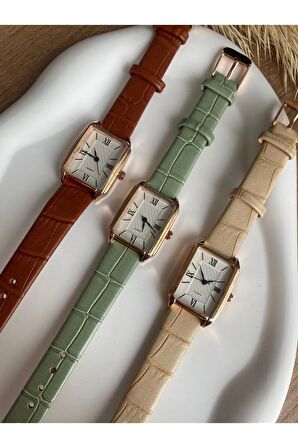 Bs Stıll Minimal Vintage Kadın Kol Saati Retro Yeşil Kordon 1 Adet