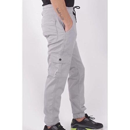 BLACK STEEL ERKEK BEL VE PAÇA LASTİKLİ YANLARI KARGO CEPLİ PANTOLON-16000