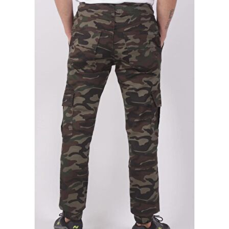 BLACK STEEL SLİM FİT,BEL VE PAÇA LASTİKLİ,KARGO CEPLİ KAMUFLAJ DESEN PANTOLON-91000