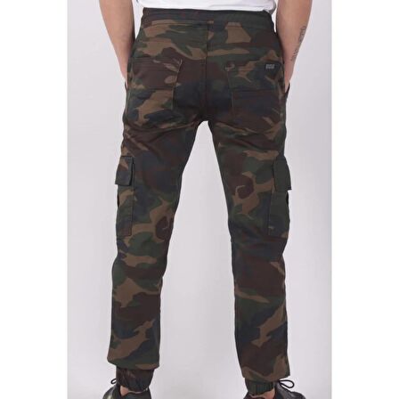 BLACK STEEL SLİM FİT,BEL VE PAÇA LASTİKLİ,KARGO CEPLİ KAMUFLAJ DESEN PANTOLON-91000