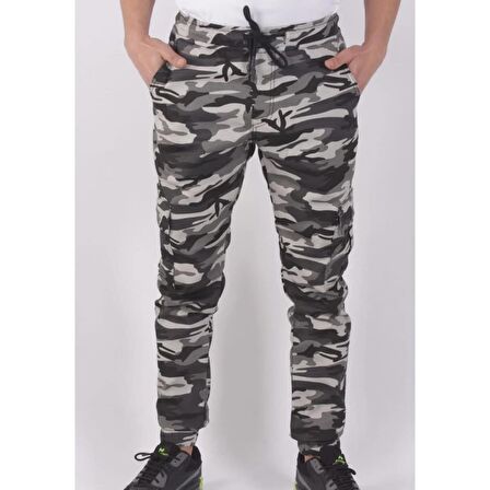 BLACK STEEL SLİM FİT,BEL VE PAÇA LASTİKLİ,KARGO CEPLİ KAMUFLAJ DESEN PANTOLON-91000