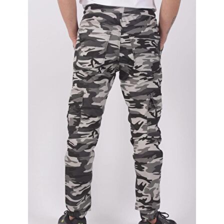 BLACK STEEL SLİM FİT,BEL VE PAÇA LASTİKLİ,KARGO CEPLİ KAMUFLAJ DESEN PANTOLON-91000