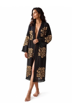 Black Ethereal Coral Kimono