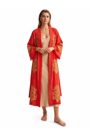 Red Ethereal Coral Kimono