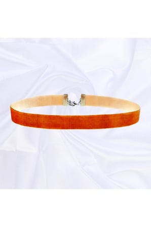 Turuncu Renk Kadın Kadife Choker