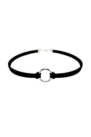 Siyah Renk Süet Kadın Round Choker Kolye