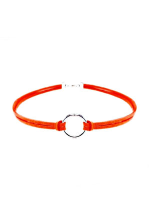 Turuncu Renk Kadın Süet Round Choker