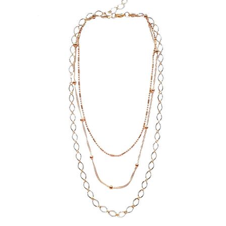 Altın Kaplam Kadın Choker Çoklu Zincir Kolye