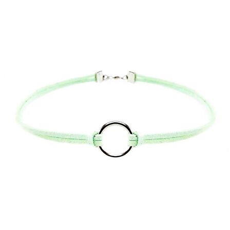 Su Yeşili Renk Kadın Süet Round Choker