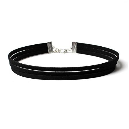 Siyah Renk Süet Kadın Choker Kolye