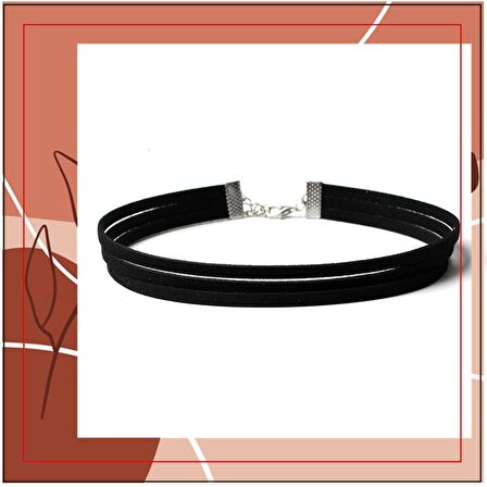 Siyah Renk Süet Kadın Choker Kolye