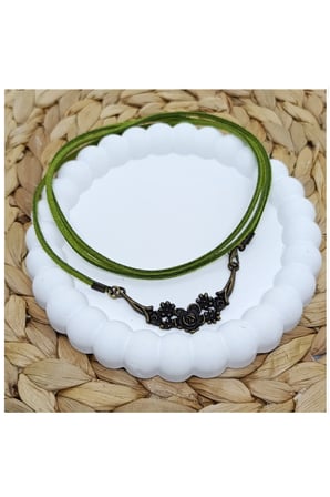 Süet - Antik Sarı Kadın Choker