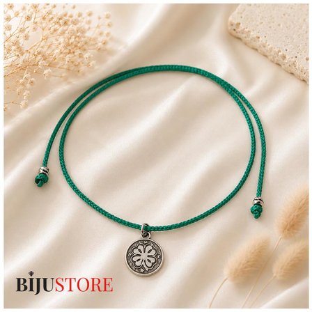 Yeşil Makrome İp - Yonca Şans Kadın Choker
