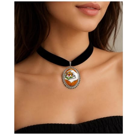 İznik Çini Desenli El Yapımı Vintage Kadın Choker