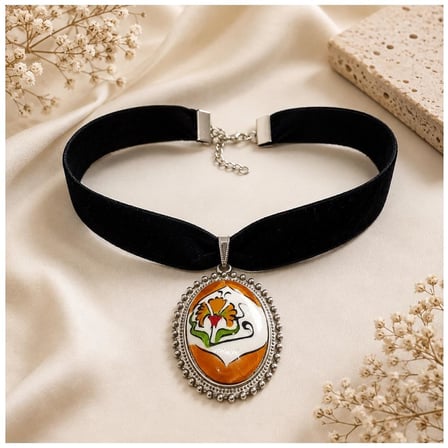İznik Çini Desenli El Yapımı Vintage Kadın Choker