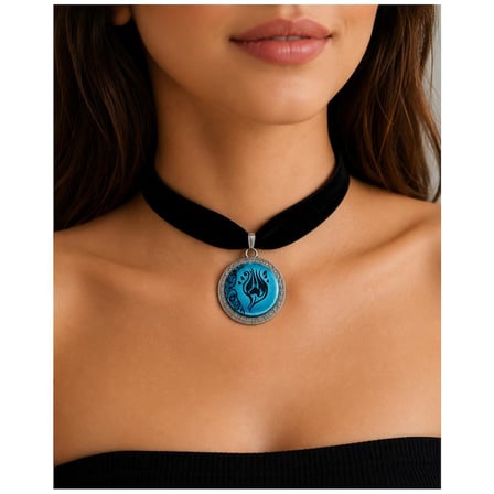 İznik Çini Desenli El Yapımı Vintage Kadın Choker