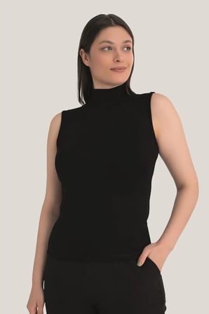 Günlük Giyim Alternatif Hediye Pamuklu Parça Kadın Beyaz Siyah 2'li Kolsuz Body Balıkçı Yaka