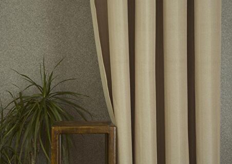 Massarelli Fon Perde Balık Sırtı Desen Açık Bej 1-3 Sık Pile 