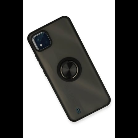 Realme C11 2021 Kılıf Montreal Yüzüklü Silikon Kapak - Siyah