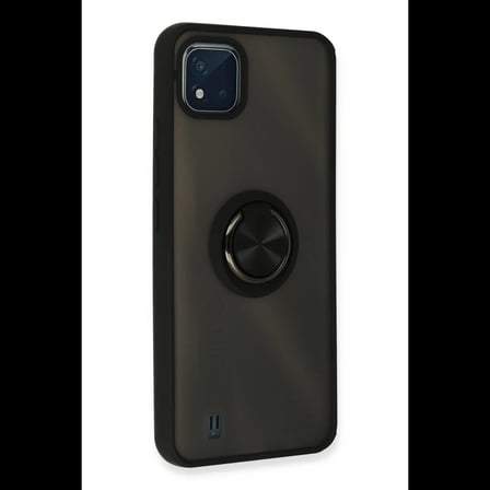 Realme C11 2021 Kılıf Montreal Yüzüklü Silikon Kapak - Siyah