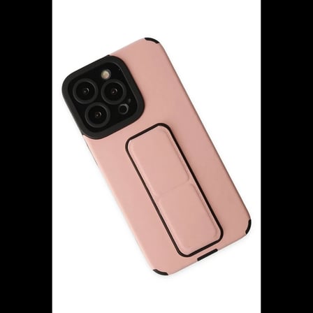 Apple iPhone 13 Pro Kılıf Mega Standlı Silikon - Pudra