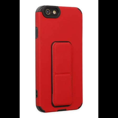 Apple iPhone 6 Kılıf Mega Standlı Silikon - Kırmızı