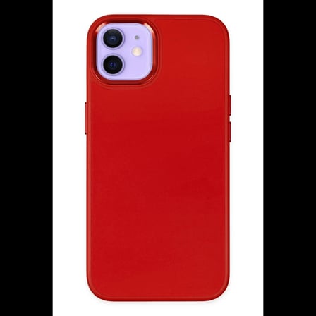 Apple iPhone 12 Kılıf Asya Deri Silikon - Kırmızı