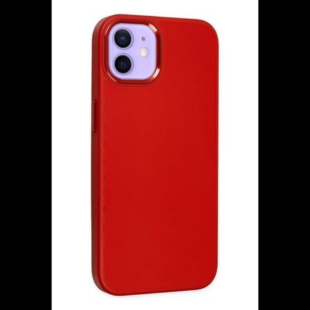 Apple iPhone 12 Kılıf Asya Deri Silikon - Kırmızı