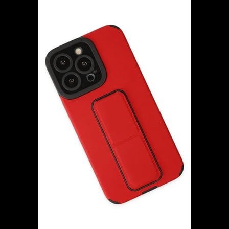 Apple iPhone 13 Pro Kılıf Mega Standlı Silikon - Kırmızı