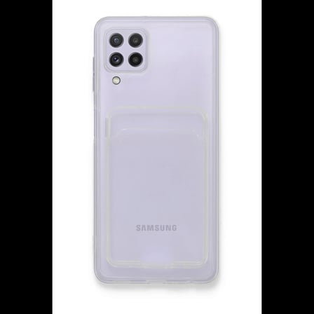 Samsung Galaxy A22 Kılıf Kart Şeffaf Silikon - Şeffaf