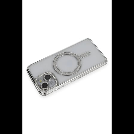 Apple iPhone 13 Kılıf Joke Simli Magneticsafe Kılıf - Gümüş