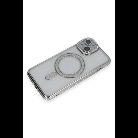 Apple iPhone 13 Kılıf Joke Simli Magneticsafe Kılıf - Gümüş
