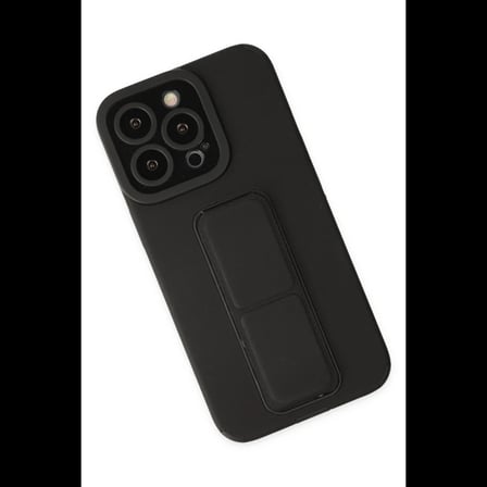 Apple iPhone 13 Pro Kılıf Mega Standlı Silikon - Siyah