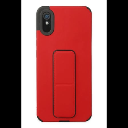Xiaomi Redmi 9A Kılıf Mega Standlı Silikon - Kırmızı