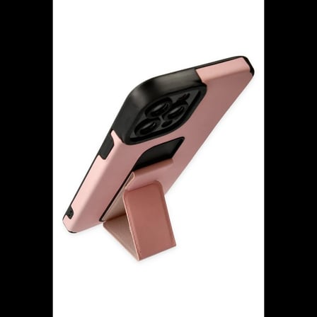 Apple iPhone 12 Pro Max Kılıf Mega Standlı Silikon - Pudra