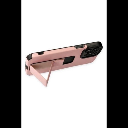 Apple iPhone 12 Pro Max Kılıf Mega Standlı Silikon - Pudra