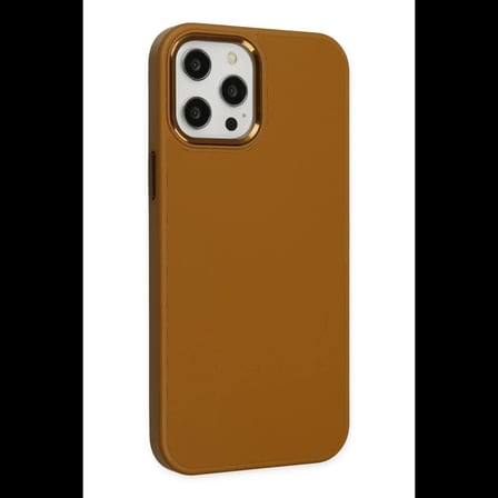 Apple iPhone 12 Pro Max Kılıf Asya Deri Silikon - Kahverengi