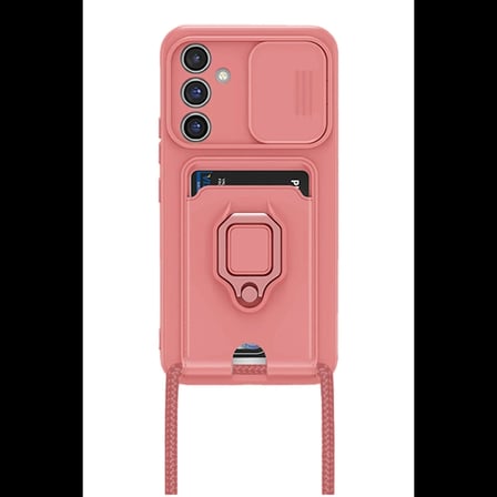 Samsung Galaxy A14 4G Kılıf Zuma Kartvizitli Yüzüklü Silikon - Pembe