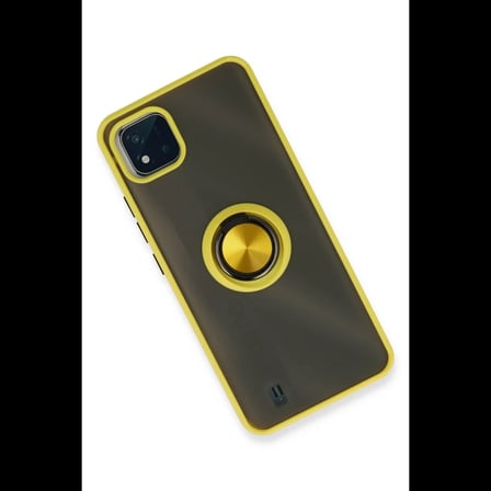 Realme C11 2021 Kılıf Montreal Yüzüklü Silikon Kapak - Sarı