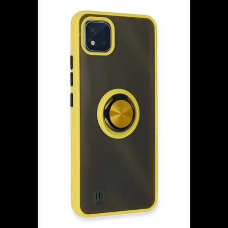 Realme C11 2021 Kılıf Montreal Yüzüklü Silikon Kapak - Sarı