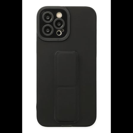 Apple iPhone 12 Pro Max Kılıf Mega Standlı Silikon - Siyah
